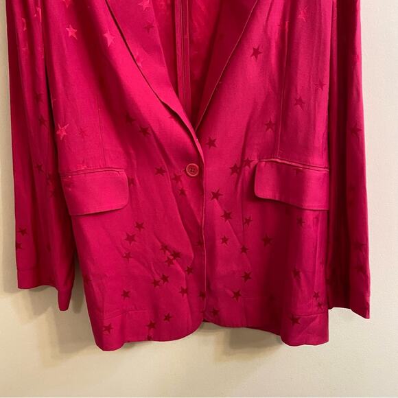 Equipment X Tibitha Simmons Pink Star Print Blazer Jacket Womens Size 6 - Picture 7 of 16